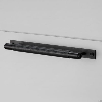 Puxador para móveis com placa de barra de tração pequena cruz metálica preta