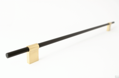 Puxador alongado Line Mix 342 Metal preto com latão escovado
