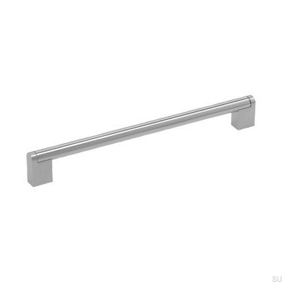 Puxador de móvel oblongo Boss 192, polido em prata (aspecto de inox)