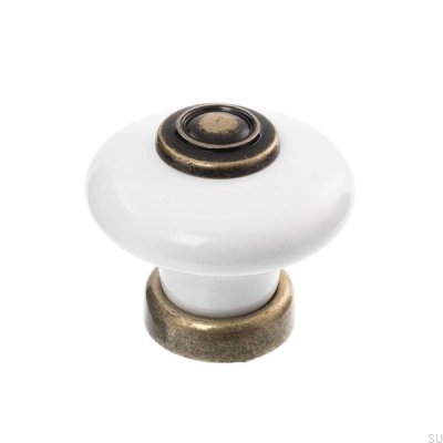 Botão para móveis 3851 Porcelana com bronze antigo