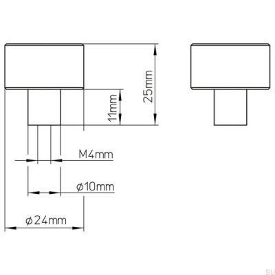 Botão para móveis 2464-24 metal preto