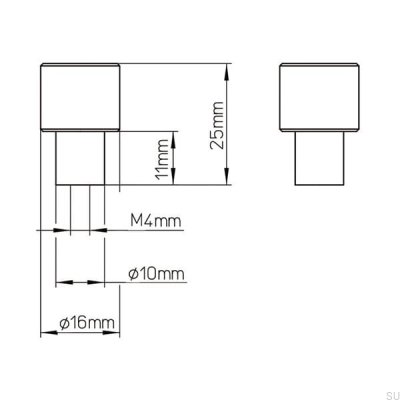 Botão para móveis 2464 16 Metal preto