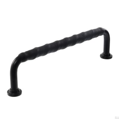 Puxador longitudinal para móvel LL 1353 96 Preto com couro preto
