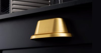 Alça de móveis Land 64 Shell Ouro escovado