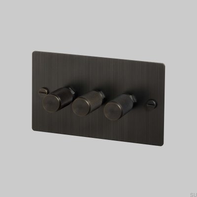 Dimmer LED Cross 3G 120W, acabamento em latão bronze queimado, padrão britânico.
