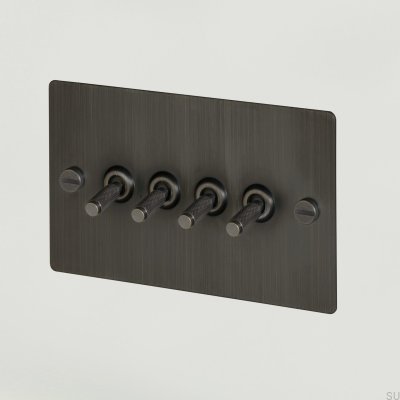 Interruptor de quatro vias Cross 4G, latão bronze queimado, padrão britânico