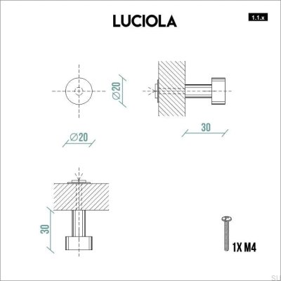 Botão para móveis Luciola 20 Aço escovado