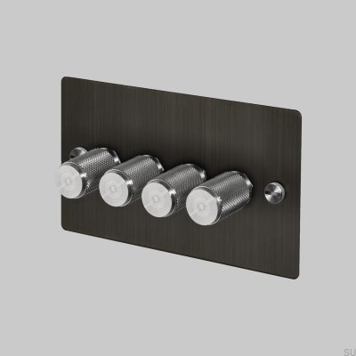 Dimmer LED Cross 4G 120W, acabamento em latão bronze queimado com detalhes prateados, padrão britânico.