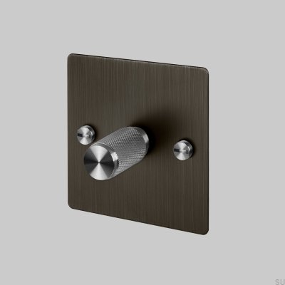 Dimmer LED Cross 1G 120W, acabamento em latão bronze queimado com detalhes prateados, padrão britânico.