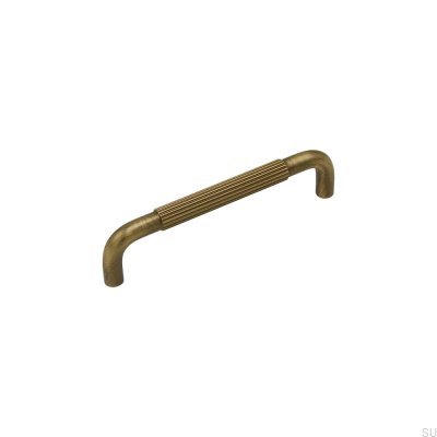 Puxador alongado Helix Stripe 128 para móveis em bronze antigo