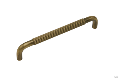 Puxador alongado Helix Stripe 160 para móveis em bronze antigo