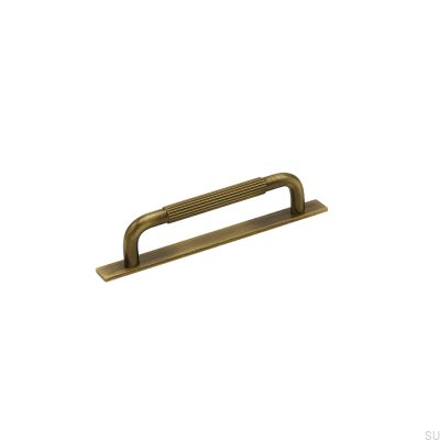 Puxador de móvel alongado com arruela Helix Stripe 128. Bronze antigo