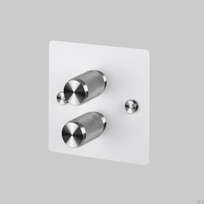 Dimmer LED Cross 2G 120W Branco Aço com Prata - Padrão Britânico