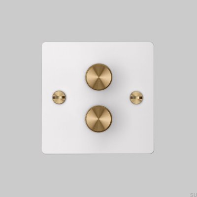 Dimmer LED Cross 2G 120W Aço Branco com Latão Padrão Britânico
