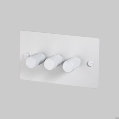 Dimmer LED Cross 3G 120W Branco Aço Padrão Britânico