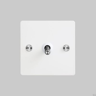 Cross 1G Single Switch Steel White com Silver British Standard
