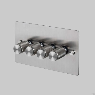 Dimmer LED Cross 4G 120W, cor aço prateado, padrão britânico.