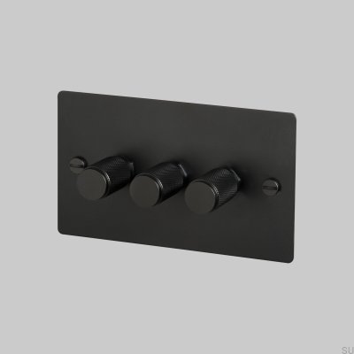 Dimmer LED Cross 3G 120W Aço Preto Padrão Britânico