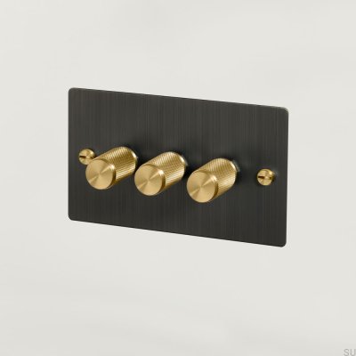 Dimmer LED Cross 3G 120W Bronze Queimado com Latão Padrão Britânico