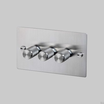 Dimmer LED Cross 3G 120W Aço Prata Padrão Britânico
