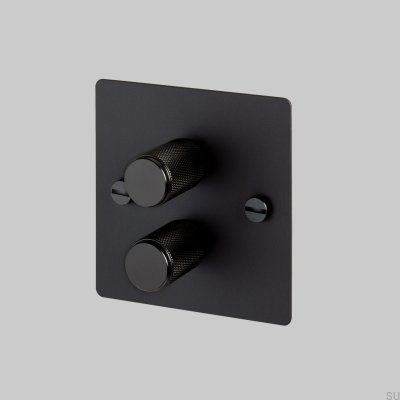 Dimmer LED Cross 2G 120W Preto Aço Padrão Britânico