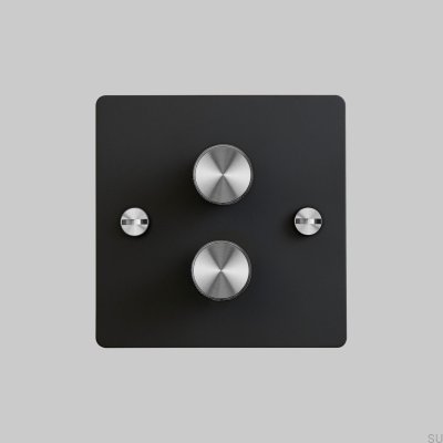 Dimmer LED Cross 2G 120W Aço Preto com Prata Padrão Britânico