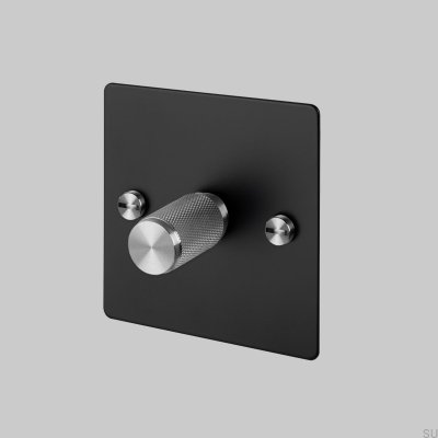 Dimmer LED Cross 1G 120W, preto aço com prata, padrão britânico.