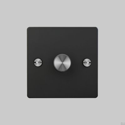 Dimmer LED Cross 1G 120W, preto aço com prata, padrão britânico.