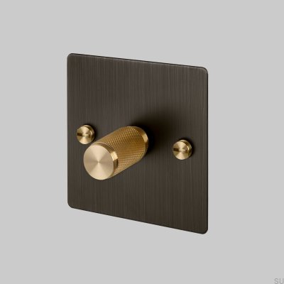 Dimmer LED Cross 1G 120W Bronze Queimado com Latão Padrão Britânico
