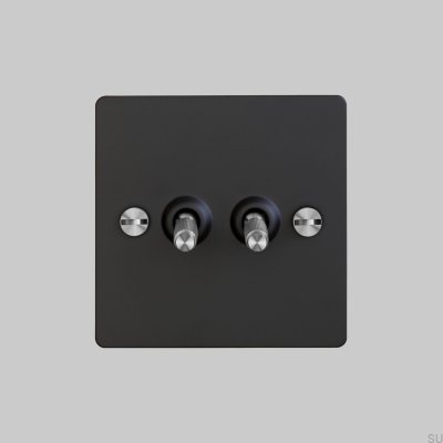 Switch duplo Cross 2G Aço Preto com Prata Padrão Britânico