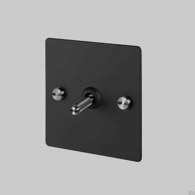Cross 1G Single Switch Steel Black com Silver British Standard