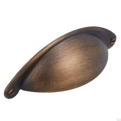 Puxador para móveis concha 1761 64 ouro antigo escovado