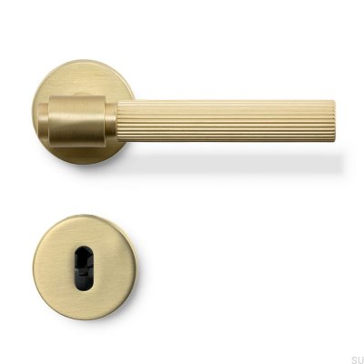 Maçaneta de porta padrão escandinava Helix Stripe 200 em ouro escovado
