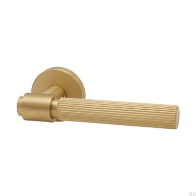 Maçaneta de porta padrão escandinava Helix Stripe 200 em ouro escovado
