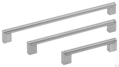 Puxador de móvel oblongo Boss 192, polido em prata (aspecto de inox)