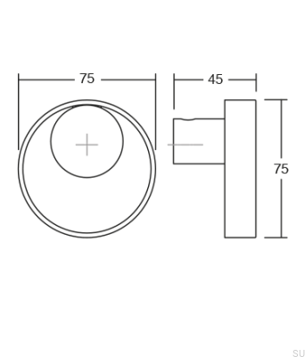 Cabide de parede preto Orbit 75 com Eco escovado dourado
