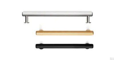Puxador de móveis oblongo Rille 320 em ouro escovado