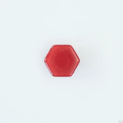 Botão de móveis de vidro hexagonal vermelho