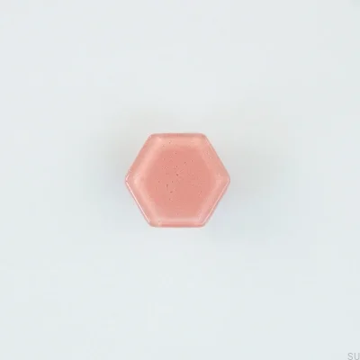 Botão de móveis de vidro hexagonal rosa