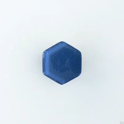 Botão Hexagonal para Móveis Vidro Azul Marinho