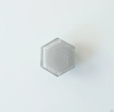 Botão de móveis de vidro hexagonal cinza