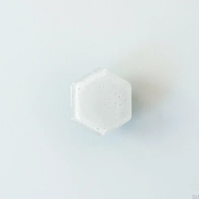 Botão de móveis de vidro hexagonal branco