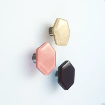 Botão de móveis de vidro hexagonal mel