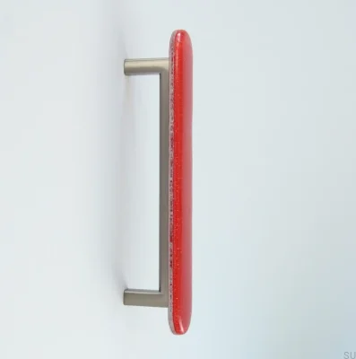 Puxador para móveis redondo, redondo 128, vidro, vermelho