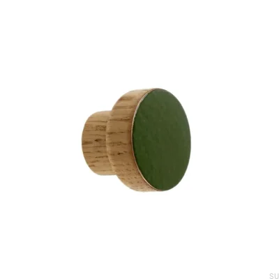 Puxador para móveis Simples, Madeira, Esmaltado, Verde Escuro, Óleo, Incolor, Semi-fosco