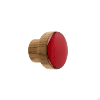 Puxador para móveis Simples, Madeira, Esmaltado, Vermelho, Óleo, Incolor, Semi-fosco