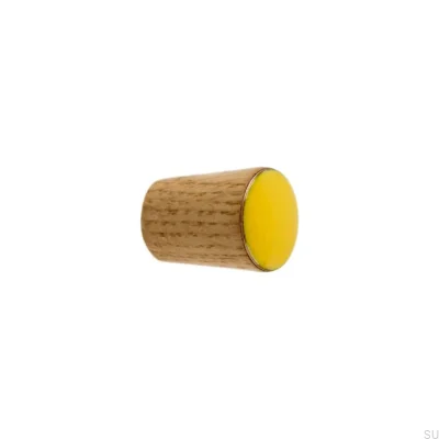 Puxador para Móveis Cone Simples Madeira Esmaltado Amarelo Óleo Incolor Semi-fosco