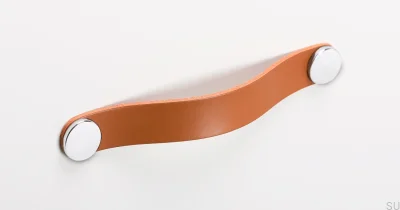 Puxador para móveis Flexa 160 Couro Bege com Prata