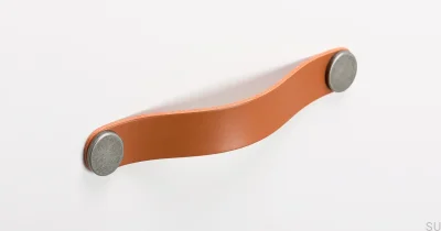 Puxador para móveis Flexa 128 Couro Bege com Estanho