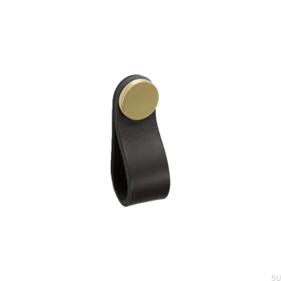 Puxador para móveis Flexa 70 Couro Preto com Dourado